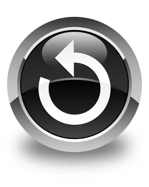 Atualizar ícone de seta brilhante botão redondo preto — Fotografia de Stock