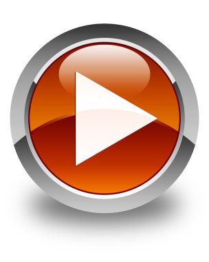 Yürüt simgesi parlak kahverengi yuvarlak düğmesi