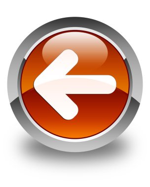 Geri ok simgesi parlak kahverengi yuvarlak düğmesi