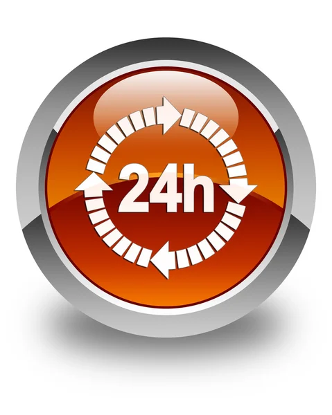 24 hours delivery icon glossy brown round button — Stock Photo, Image