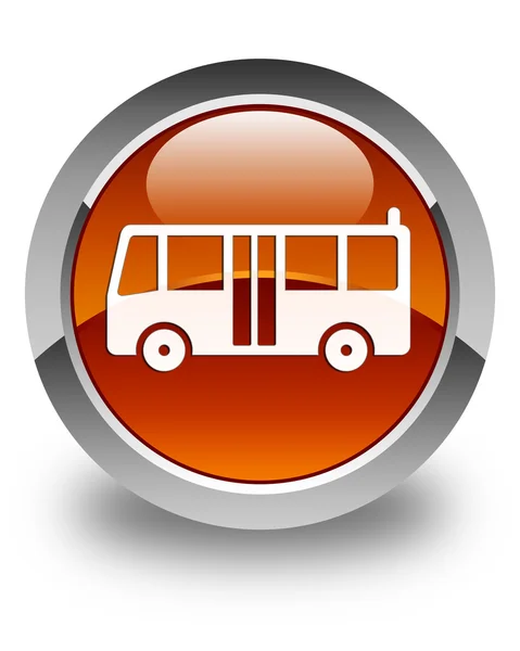 Ícone de ônibus botão redondo marrom brilhante — Fotografia de Stock