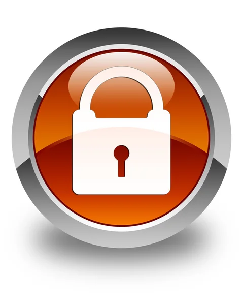 Padlock icon glossy brown round button — Stock Photo, Image