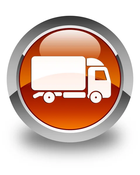 Truck icon glossy brown round button — Stock Photo, Image