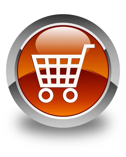 E-ticaret simgesi parlak kahverengi yuvarlak düğme — Stok fotoğraf
