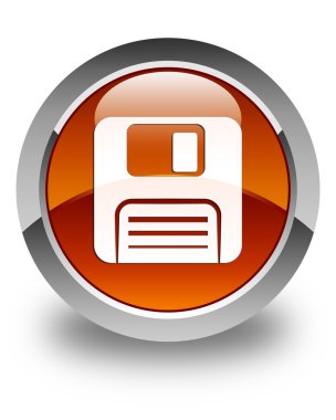 Disket simgesini parlak kahverengi yuvarlak düğme