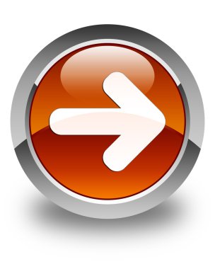 Sonraki ok simgesi parlak kahverengi yuvarlak düğmesi