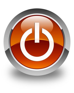 Güç simgesi parlak kahverengi yuvarlak düğme