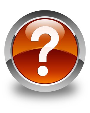 Soru işareti simgesi parlak kahverengi yuvarlak düğme