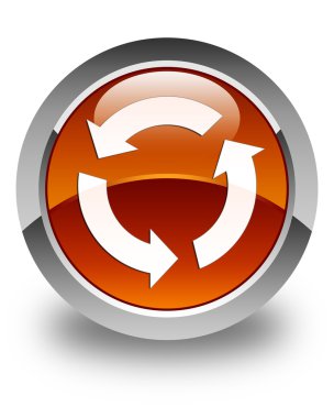 Yenile simgesi parlak kahverengi yuvarlak düğmesi