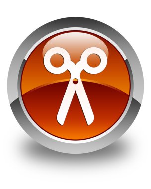 Makas kutsal kişilerin resmi parlak kahverengi yuvarlak düğme