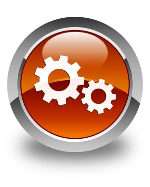 İşlem simgesi parlak düğme kahverengi