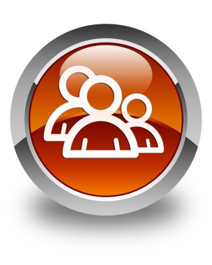 Grup simgesi parlak kahverengi yuvarlak düğme