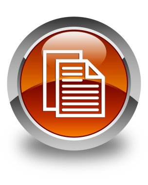 Belge sayfaları simgesi parlak kahverengi yuvarlak düğme