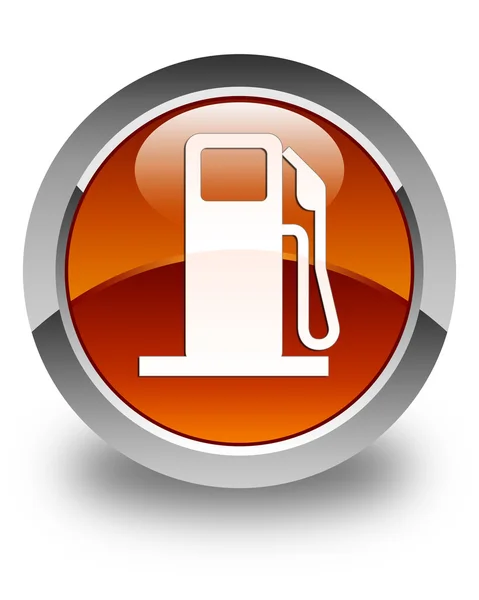 Ikon dispenser bahan bakar mengkilap tombol bundar coklat — Stok Foto