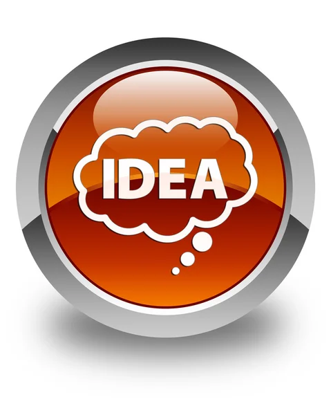 Idea bolla icona lucida marrone pulsante rotondo — Foto Stock