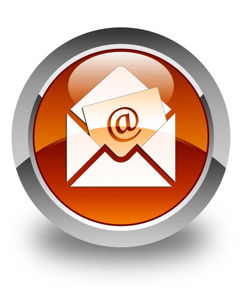 通讯电子邮件图标光泽棕色圆形按钮 — 图库照片