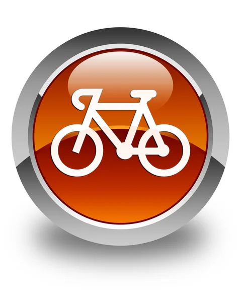 Icône vélo bouton rond brun brillant — Photo