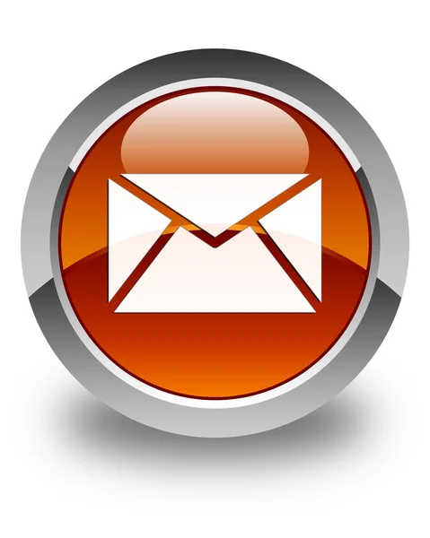 电子邮件图标有光泽的褐色圆形按钮 — 图库照片