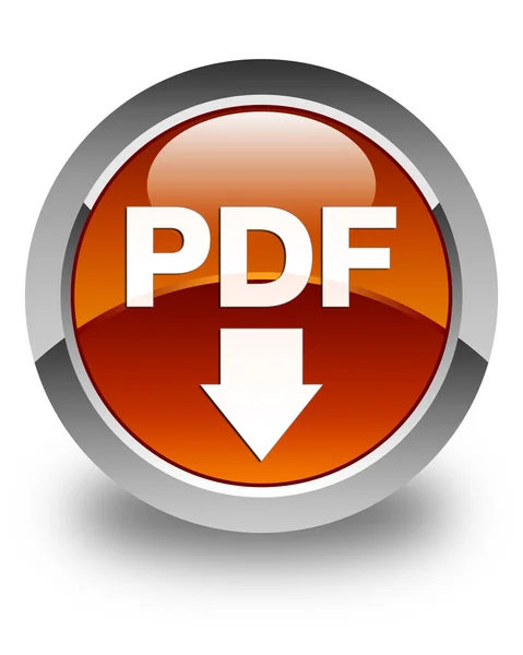 Pdf 下载图标光泽棕色圆形按钮 — 图库照片