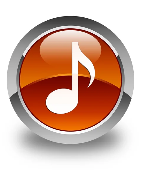 Müzik simgesi parlak kahverengi yuvarlak düğme — Stok fotoğraf
