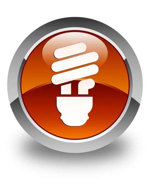 Glühbirne Symbol glänzend braun runden Knopf — Stockfoto