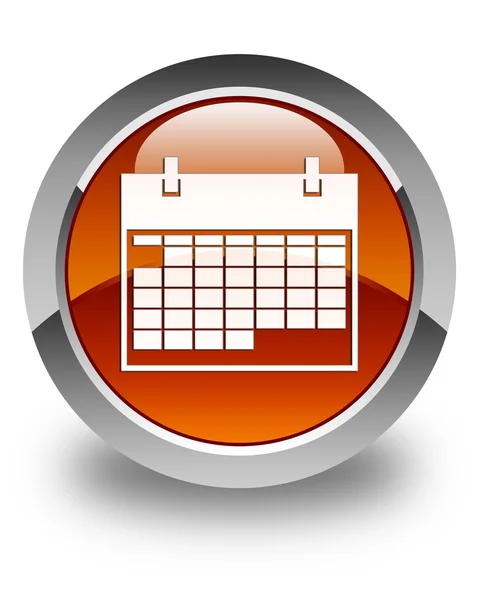 Brązowy błyszczący ikona kalendarz okrągły przycisk — Zdjęcie stockowe