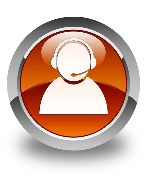 Customer care icon glossy brown round button — Stock Photo, Image