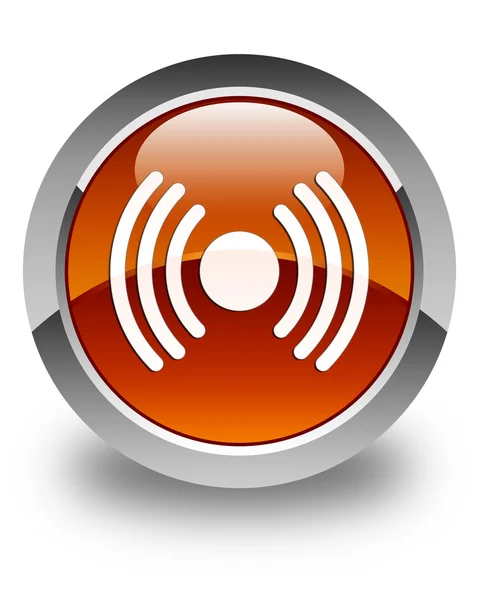Ağ sinyal simgesi parlak kahverengi yuvarlak düğme — Stok fotoğraf