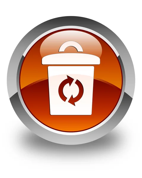 Trash icon glossy brown round button — Stock Photo, Image