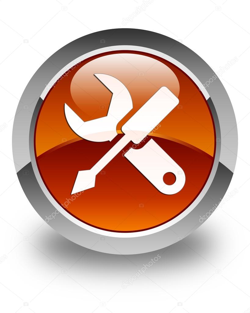 Settings icon glossy brown round button — Stock Photo © FR_Design 99669440