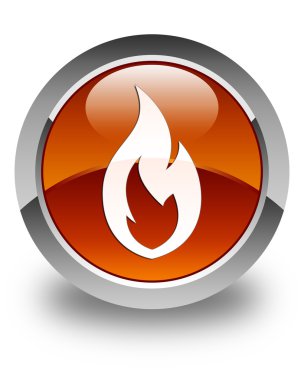 Alev simgesi parlak düğme kahverengi ateş