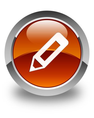 Kalem simgesi parlak kahverengi yuvarlak düğme