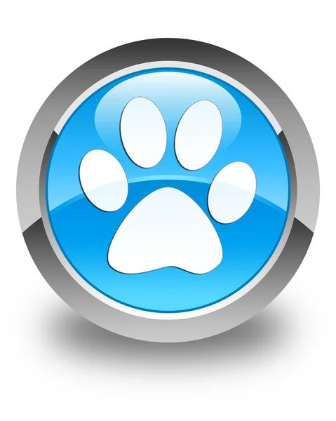 动物的足迹图标光泽青色蓝色圆形按钮 — 图库照片