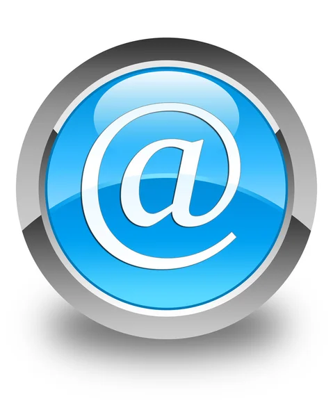 Icono de dirección de correo electrónico brillante cyan azul botón redondo — Foto de Stock