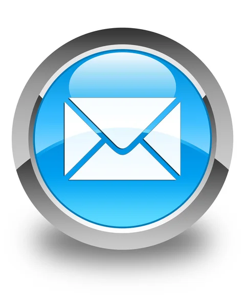 Ícone de e-mail brilhante ciano azul botão redondo — Fotografia de Stock