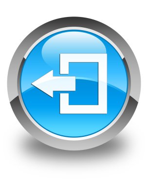 Oturum kapatma simgesi parlak mavi mavi yuvarlak düğmesi