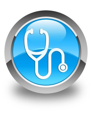 Stetoskop simgesi parlak mavi mavi yuvarlak düğmesi