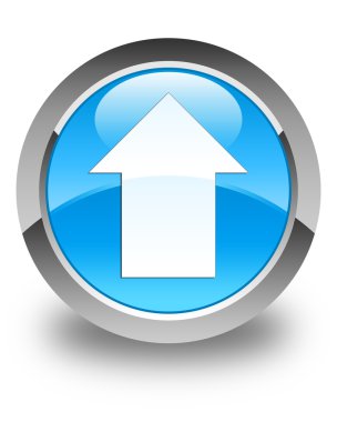 Ok simgesi parlak mavi mavi yuvarlak düğmesini upload