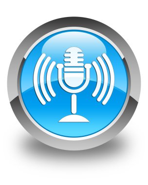 Mikrofon simgesi parlak mavi mavi yuvarlak düğmesi