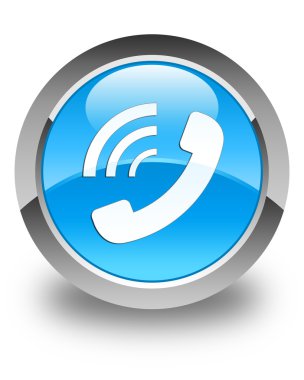 Telefon zil simgesini parlak mavi mavi yuvarlak düğme