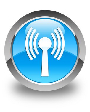 WLAN ağ simgesi parlak mavi mavi yuvarlak düğmesi