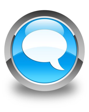 Sohbet simgesi parlak mavi mavi yuvarlak düğmesi