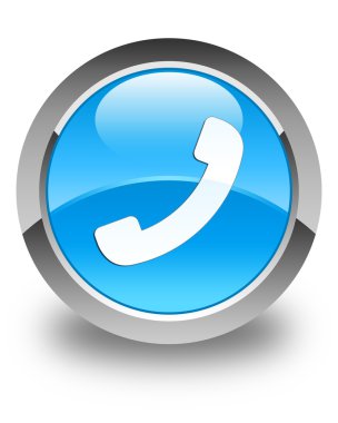 Telefon simgesi parlak mavi mavi yuvarlak düğme