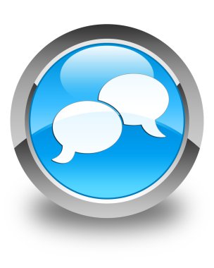 Kabarcık simgesi parlak mavi düğme mavi sohbet