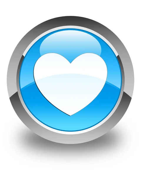 Heart icon glossy cyan blue round button — Stock Photo, Image