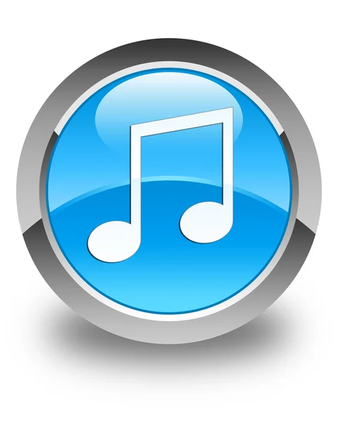 Muziek pictogram glanzende cyaan blauw ronde knop — Stockfoto
