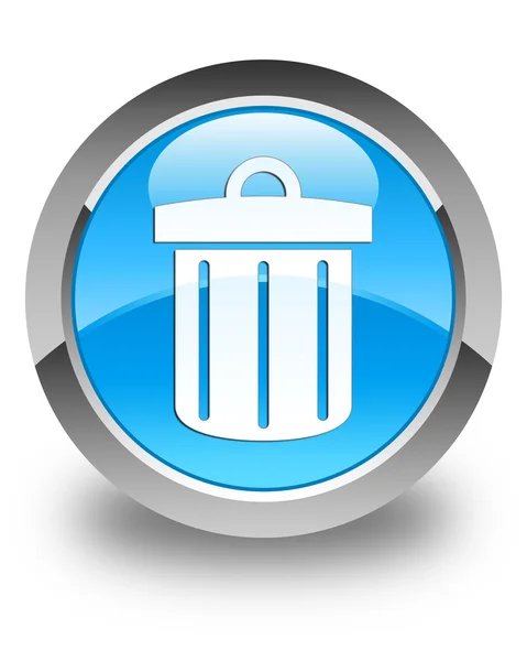 Recycle bin icon glossy cyan blue round button — Stock Photo, Image