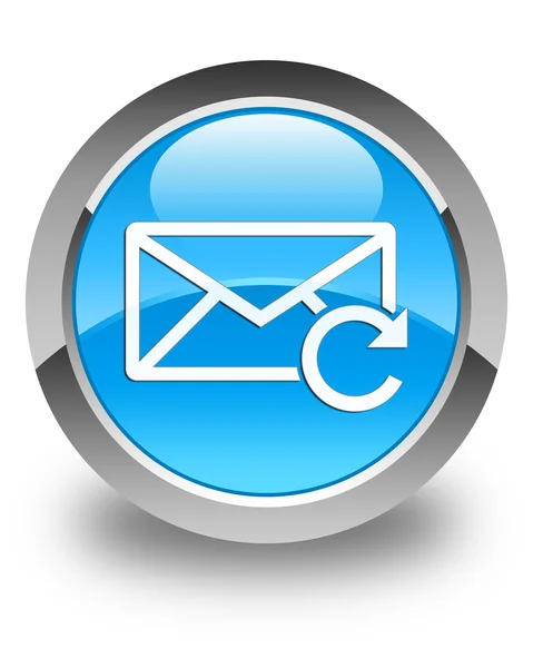 电子邮件图标光泽青色蓝色圆形按钮刷新 — 图库照片