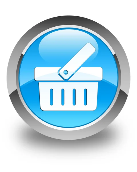 Shopping cart icon glossy cyan blue round button — Stock Photo, Image