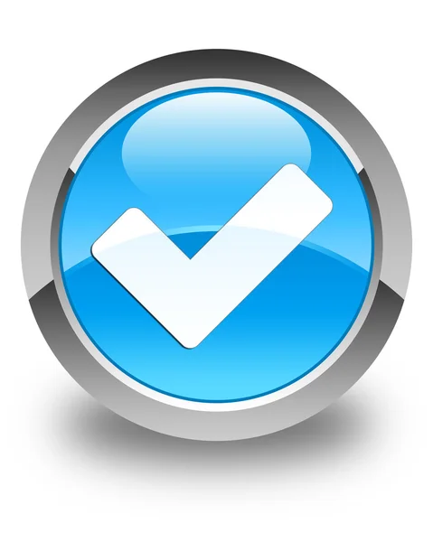 Validate icon glossy cyan blue round button — Stock Photo, Image